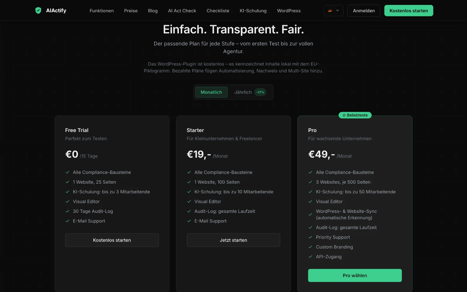 AIACTIFY: Die Preise, inklusive Agentur-Tarif